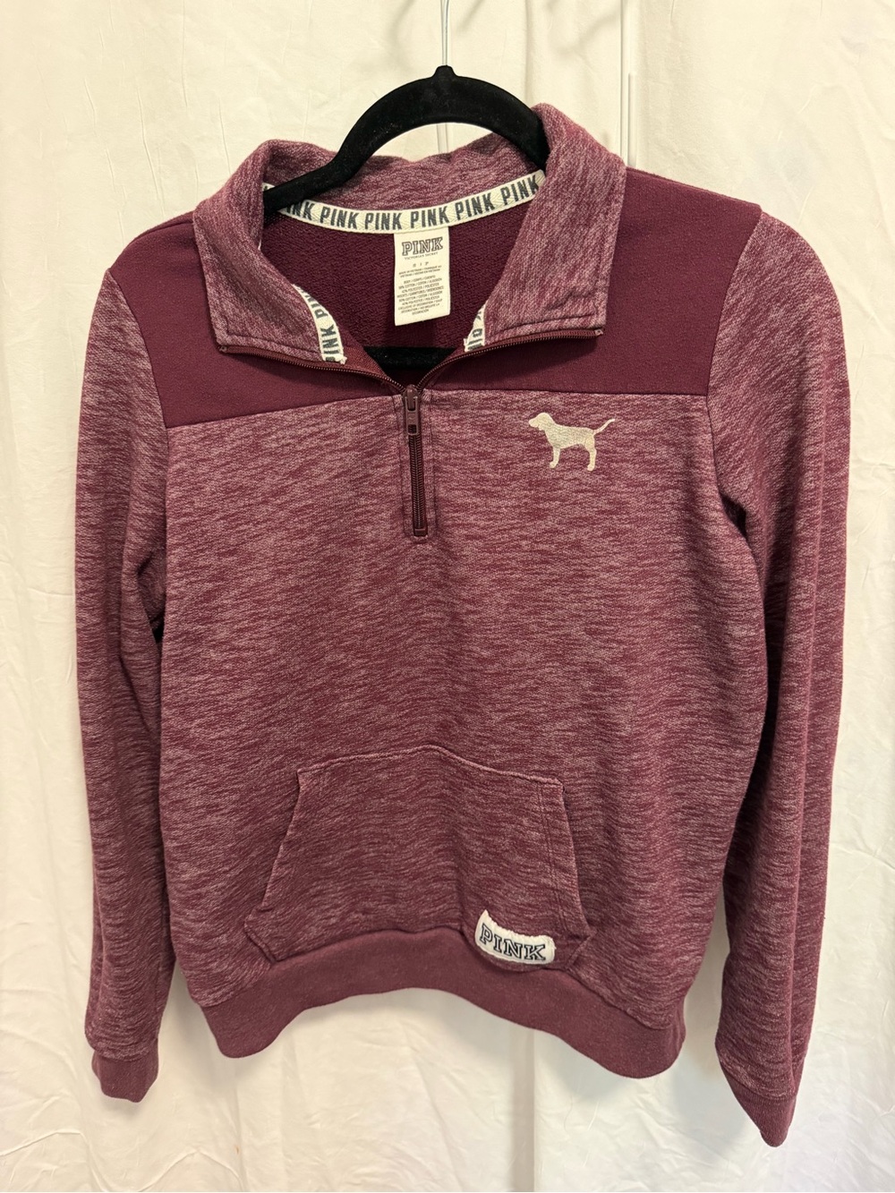 PINK Victoria's Secret Marbled Heather Burgundy Quarter-Zip Sweatshirt